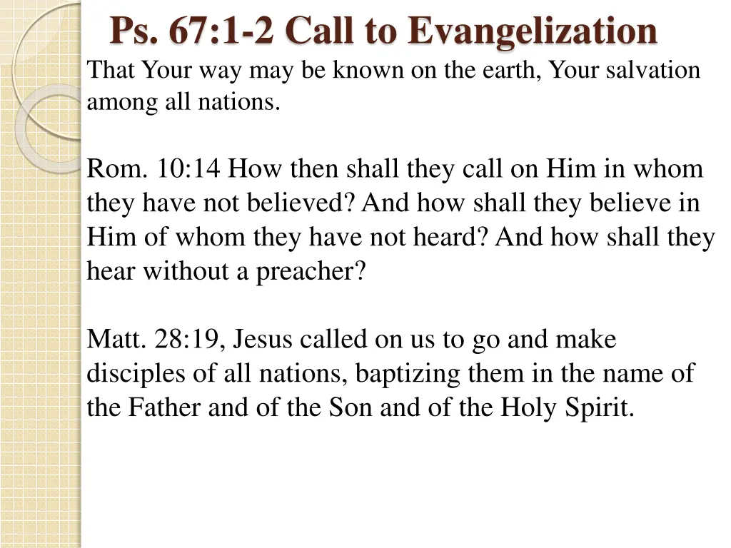 ps 67 1 2 call to evangelization that your