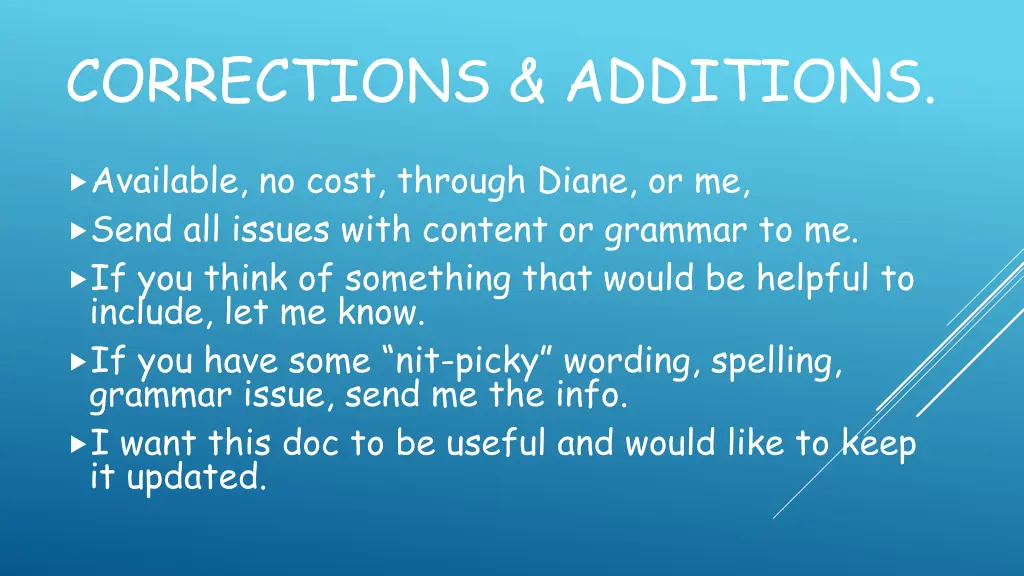corrections additions