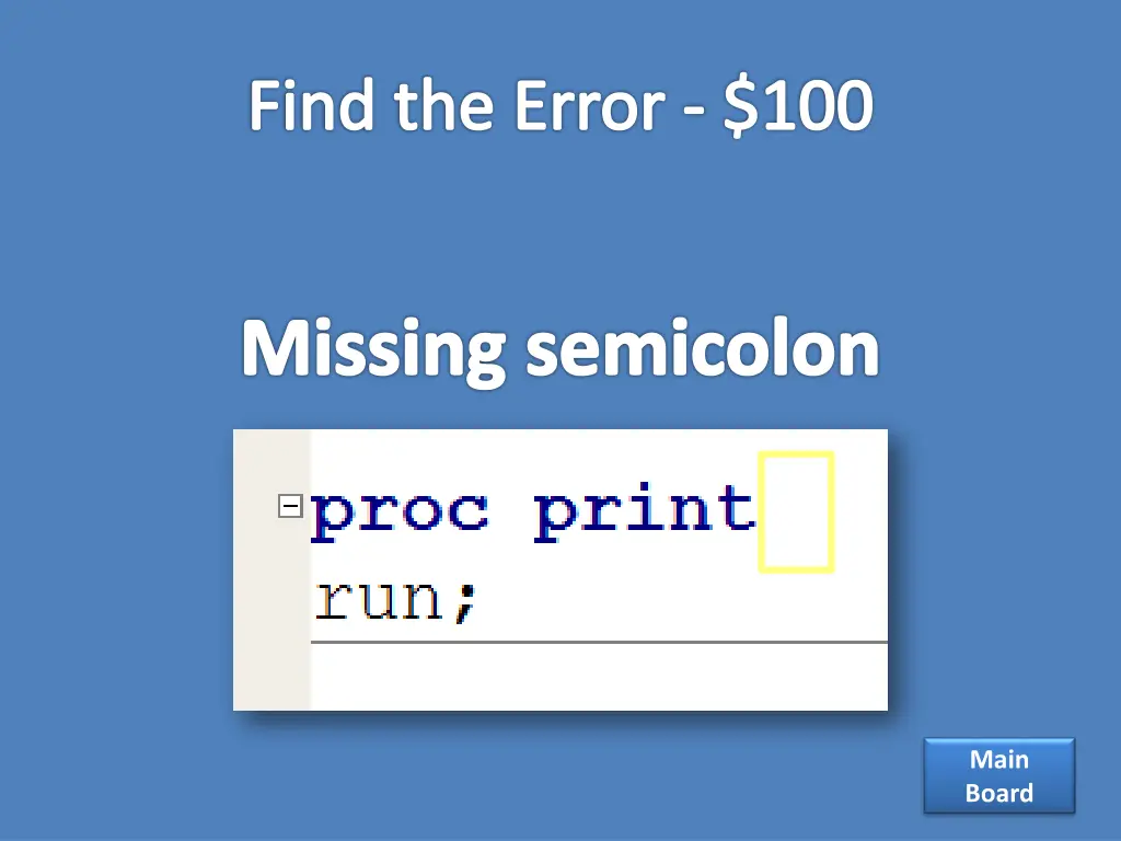 find the error 100 1