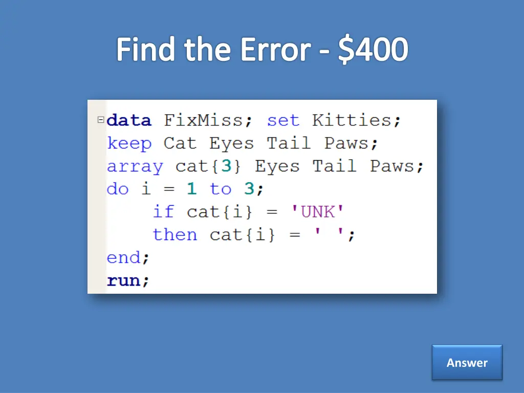 find the error 400