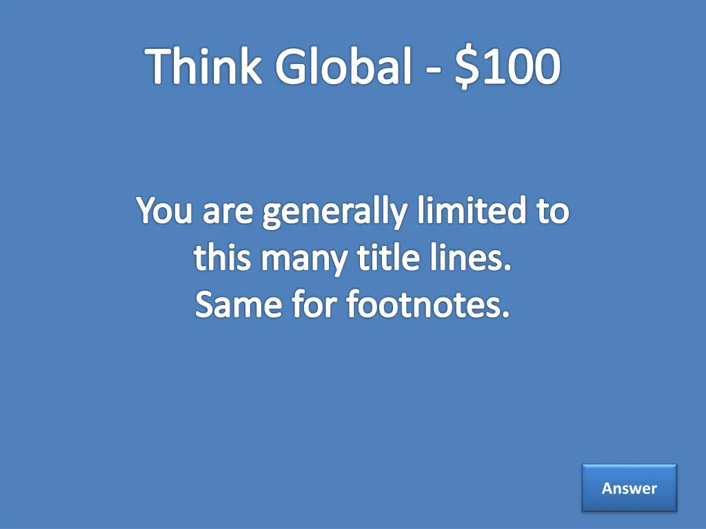 think global 100