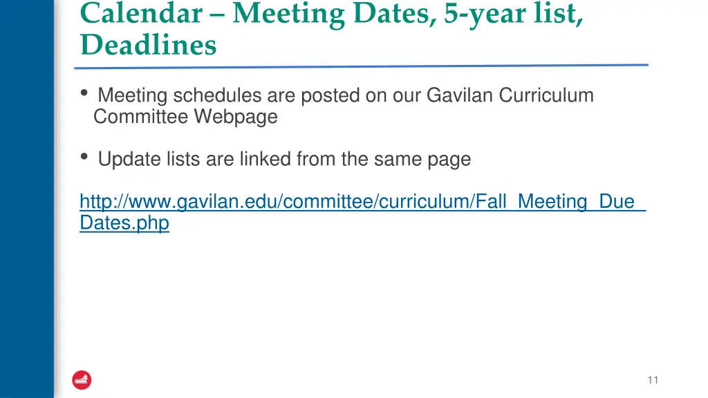 calendar meeting dates 5 year list deadlines