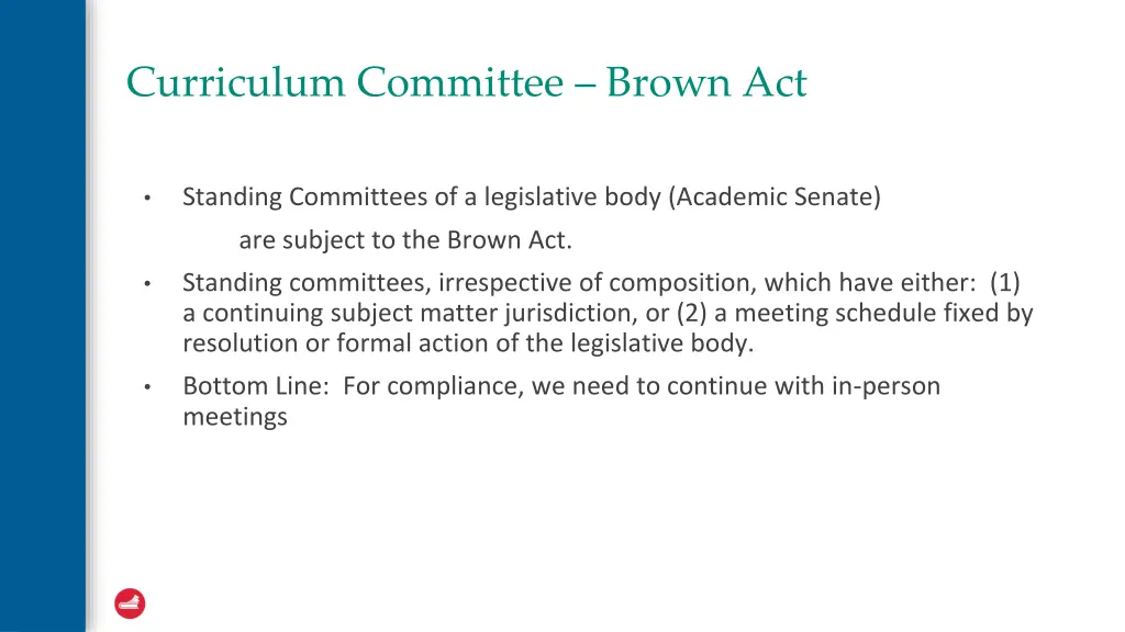 curriculum committee brown act
