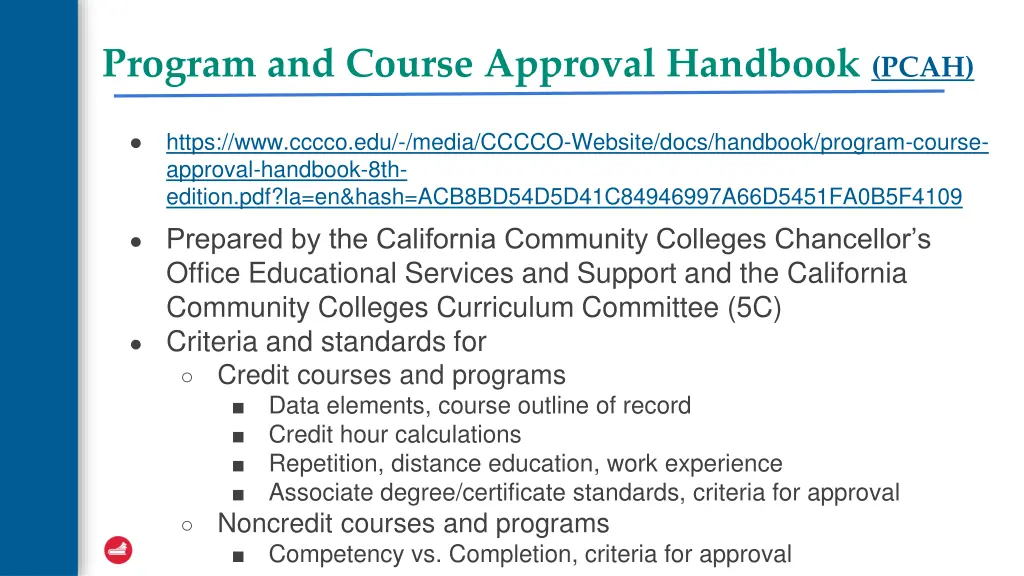 program and course approval handbook pcah