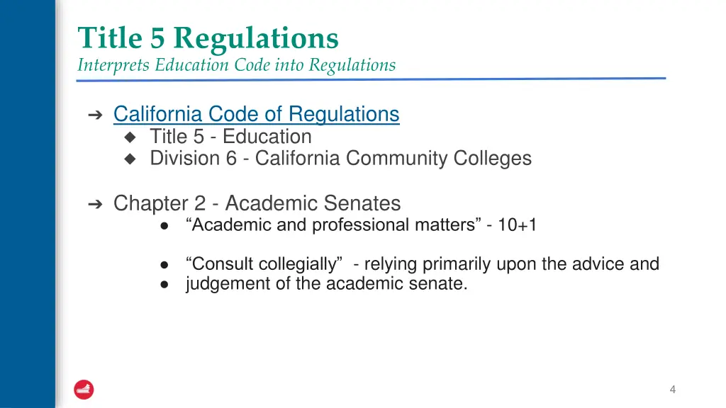 title 5 regulations interprets education code