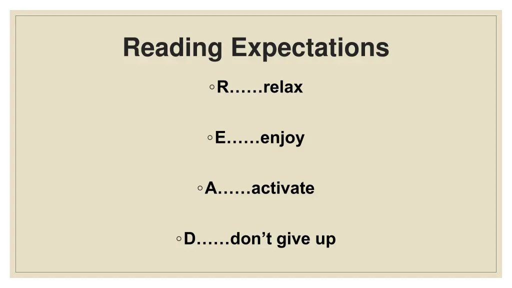 reading expectations