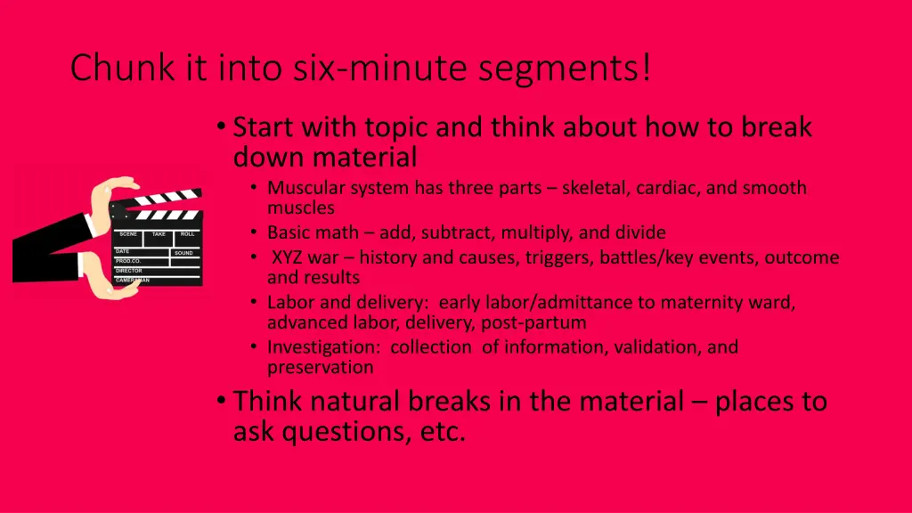 chunk it into six minute segments
