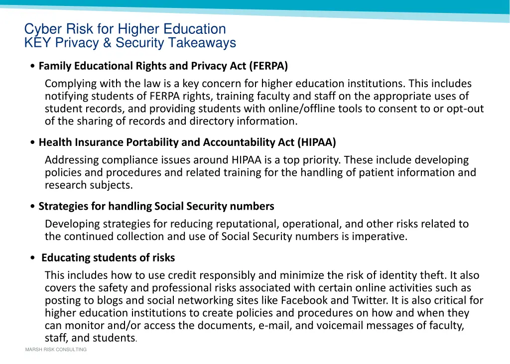 cyber risk for higher education key privacy