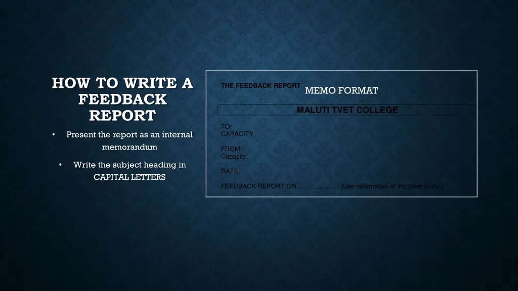 how to write a feedback report
