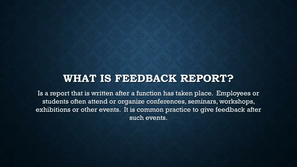 what is feedback report