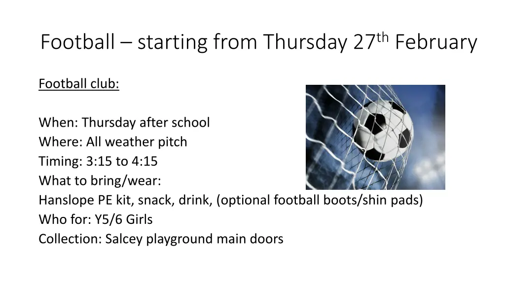 football starting from thursday 27 th february