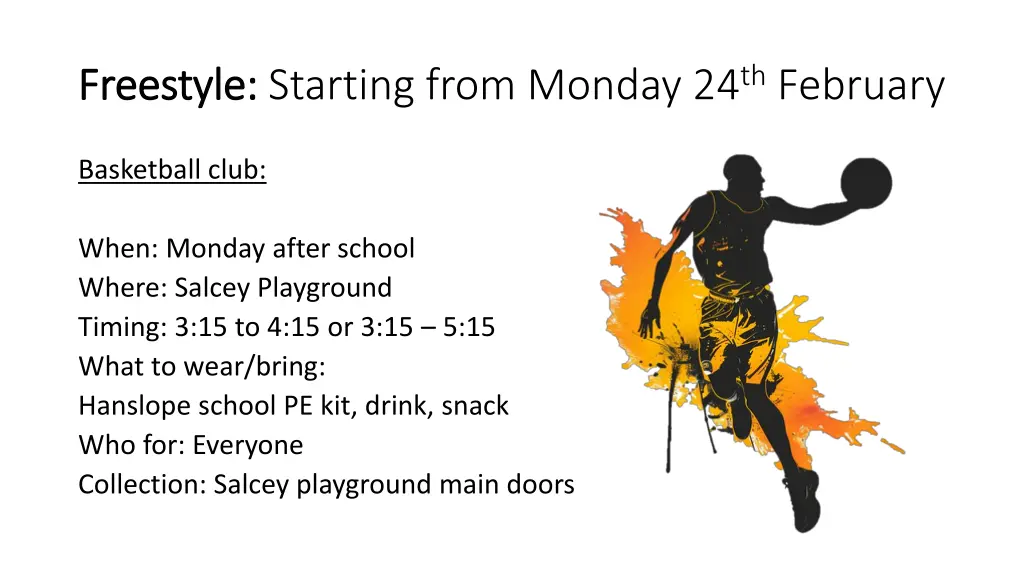 freestyle freestyle starting from monday