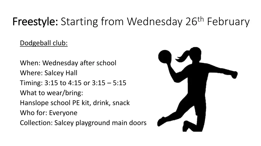 freestyle freestyle starting from wednesday
