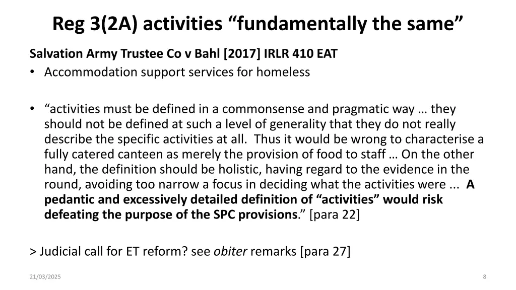reg 3 2a activities fundamentally the same