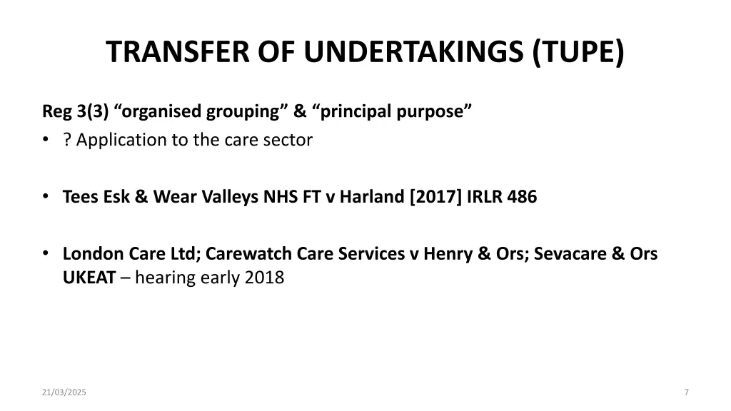 transfer of undertakings tupe