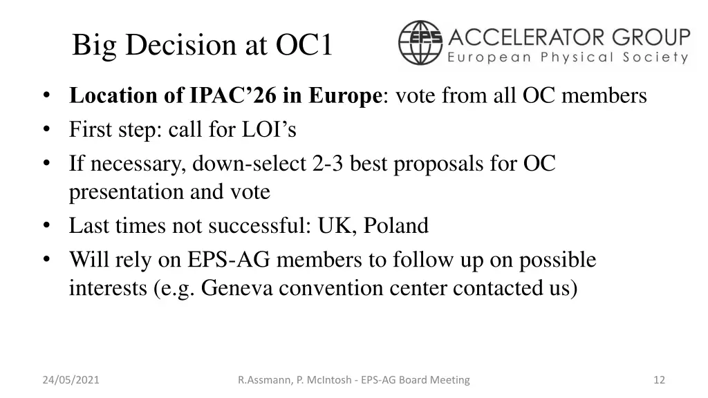 big decision at oc1