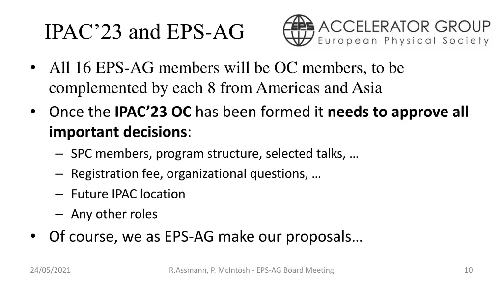 ipac 23 and eps ag