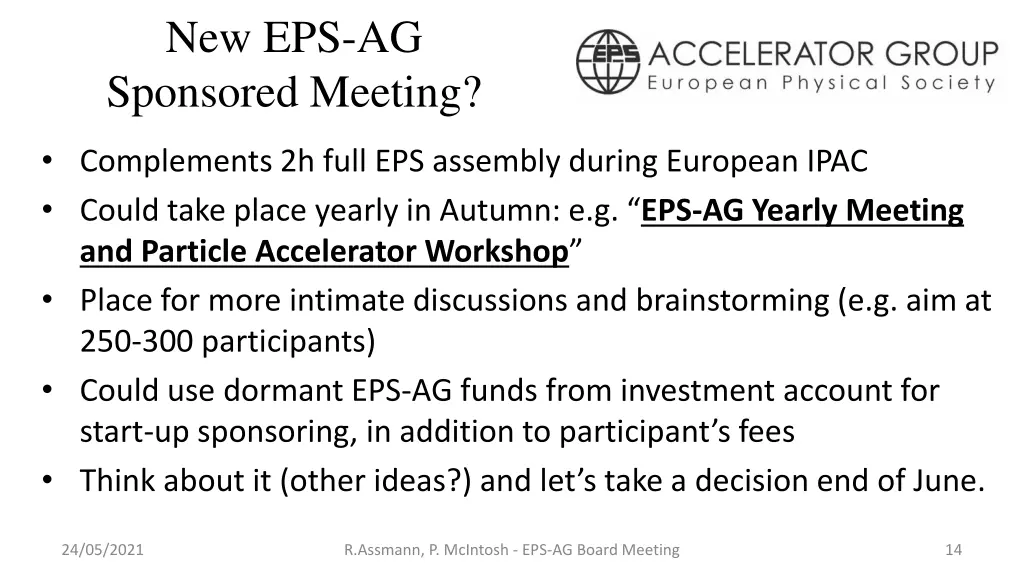 new eps ag sponsored meeting