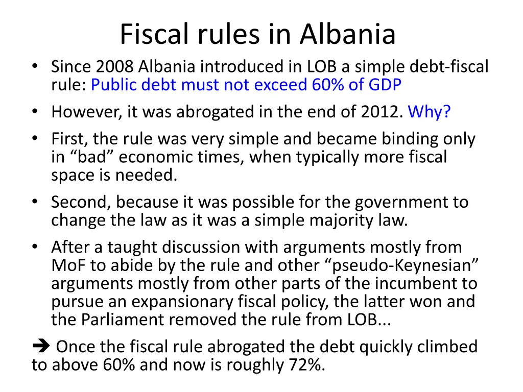 fiscal rules in albania since 2008 albania