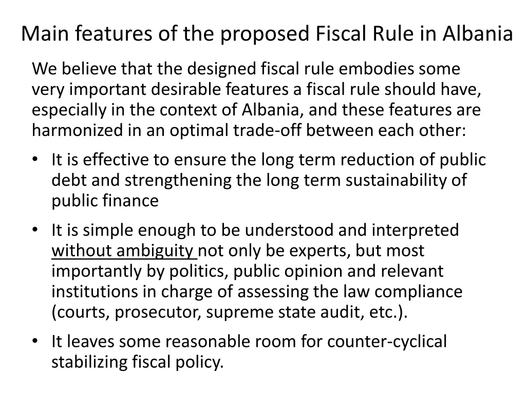 main features of the proposed fiscal rule 3