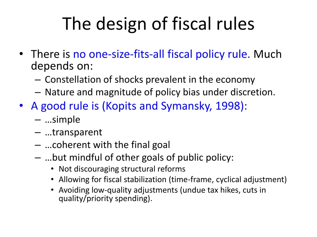 the design of fiscal rules