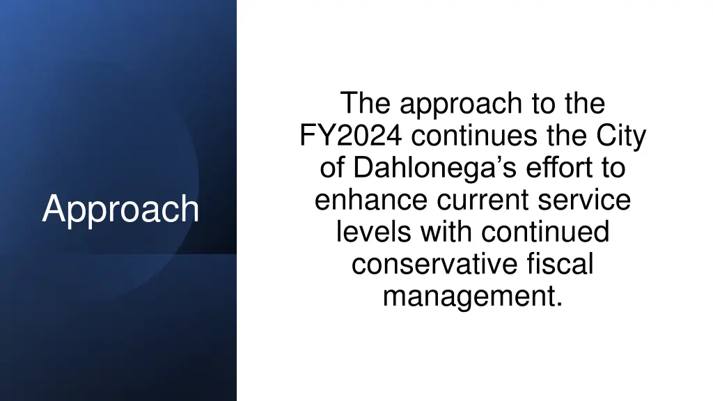 the approach to the fy2024 continues the city