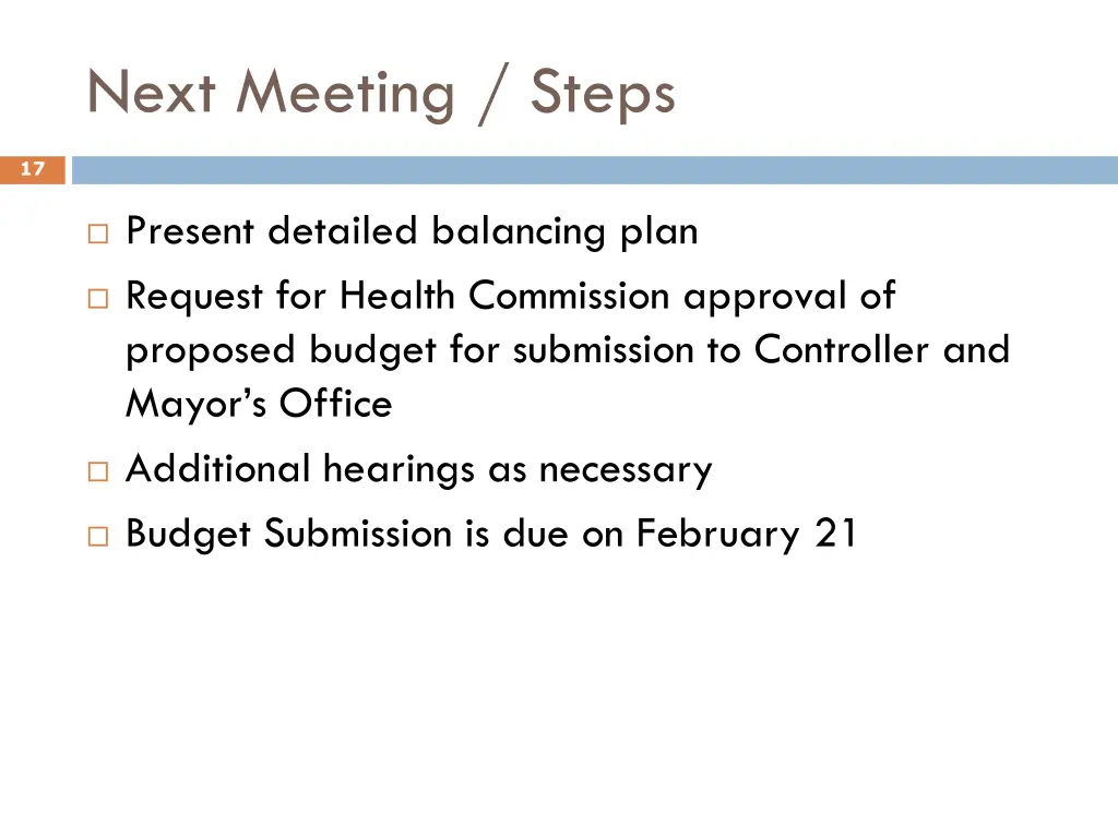 next meeting steps