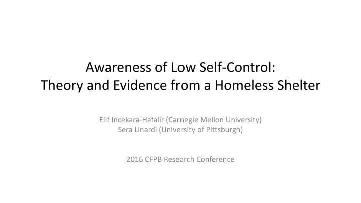awareness of low self control theory and evidence