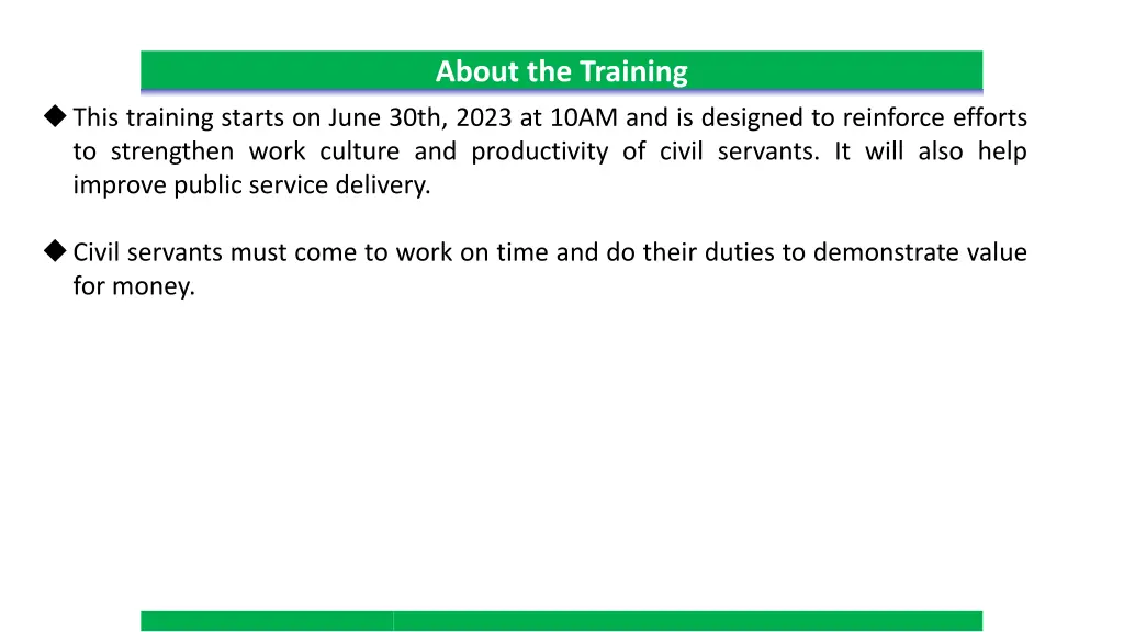 about the training