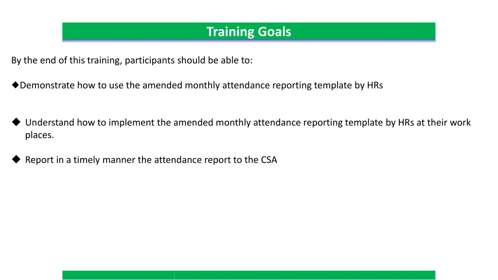 training goals