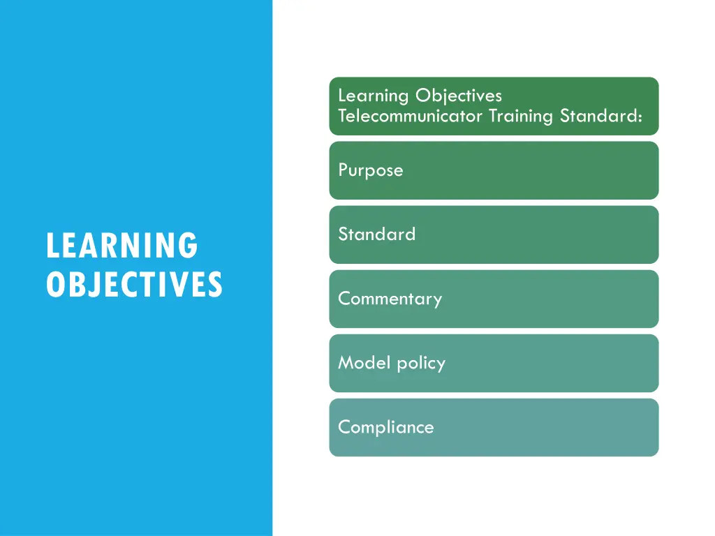 learning objectives telecommunicator training