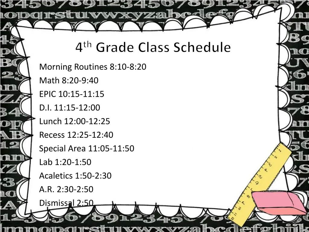 4 th grade class schedule