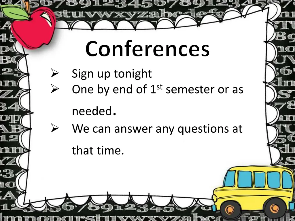 conferences sign up tonight