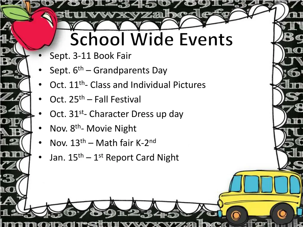 school wide events sept 3 11 book fair sept