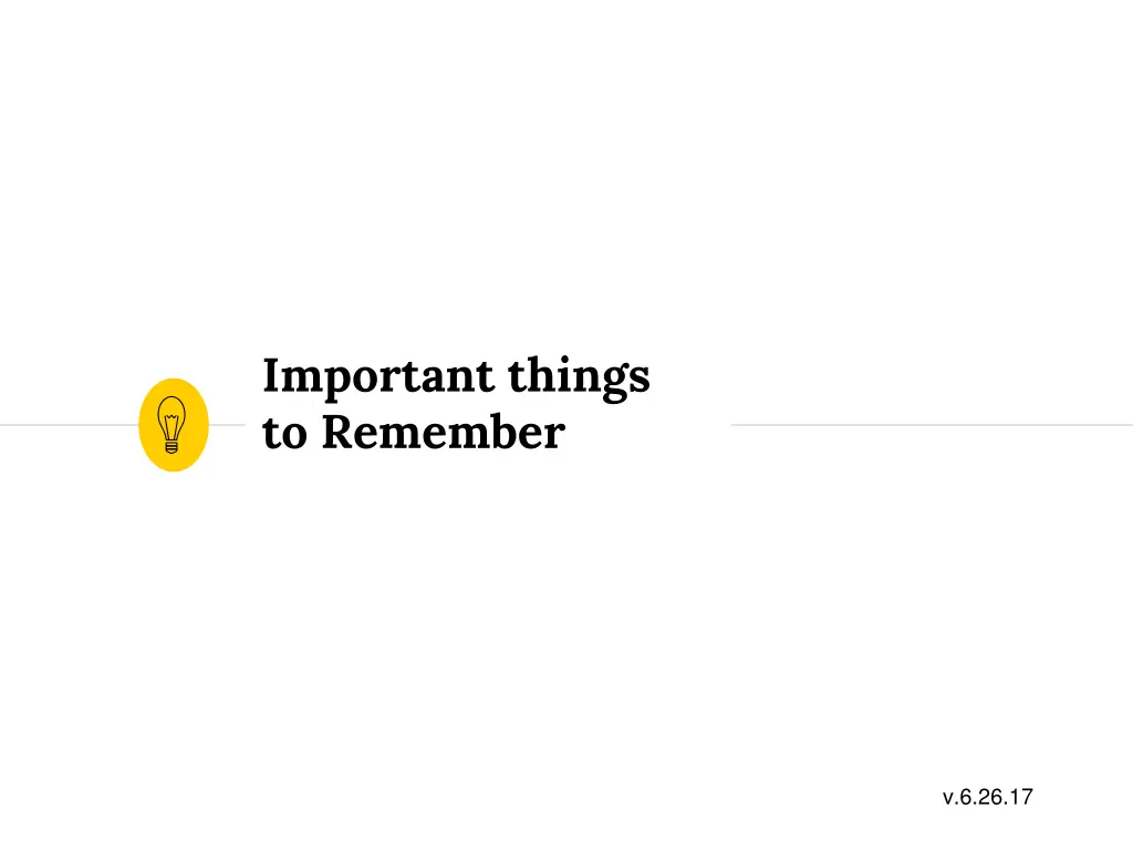 important things to remember