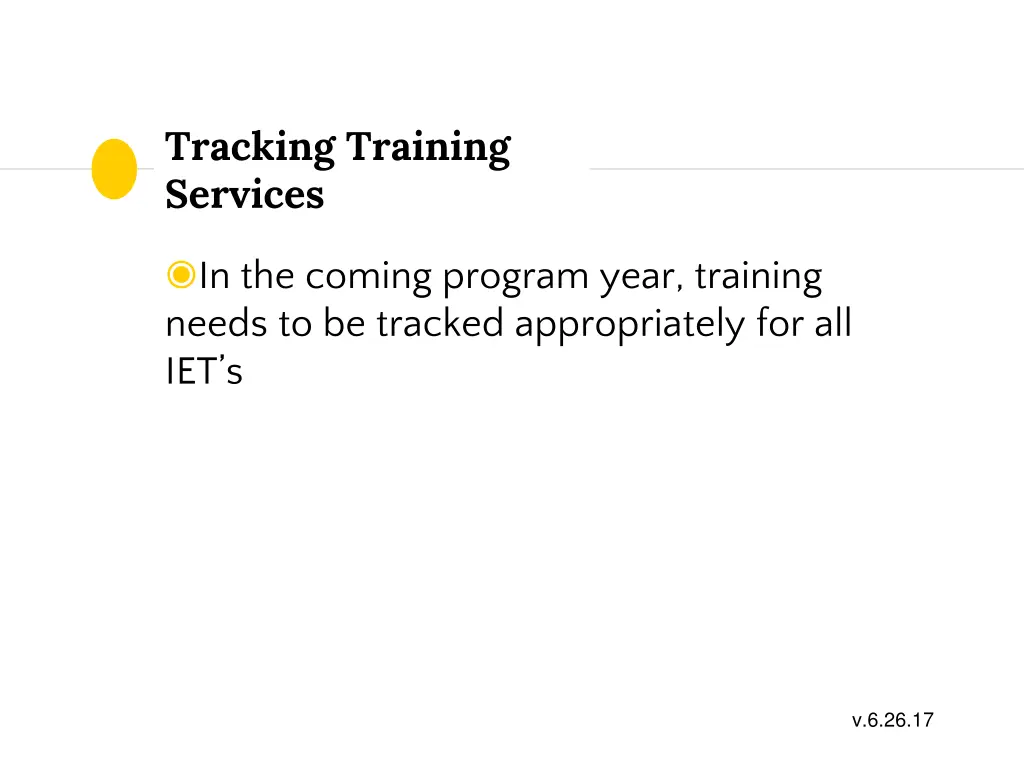 tracking training services