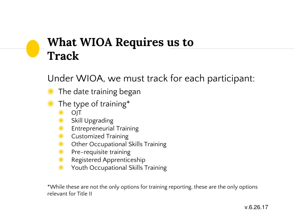 what wioa requires us to track