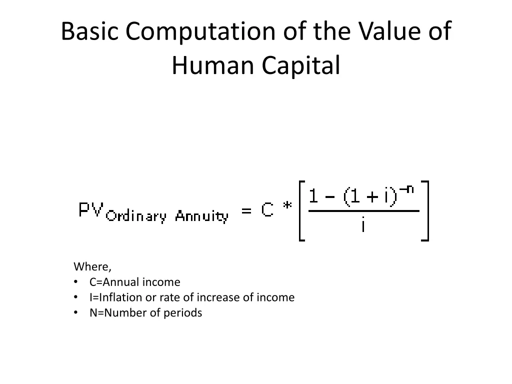basic computation of the value of human capital