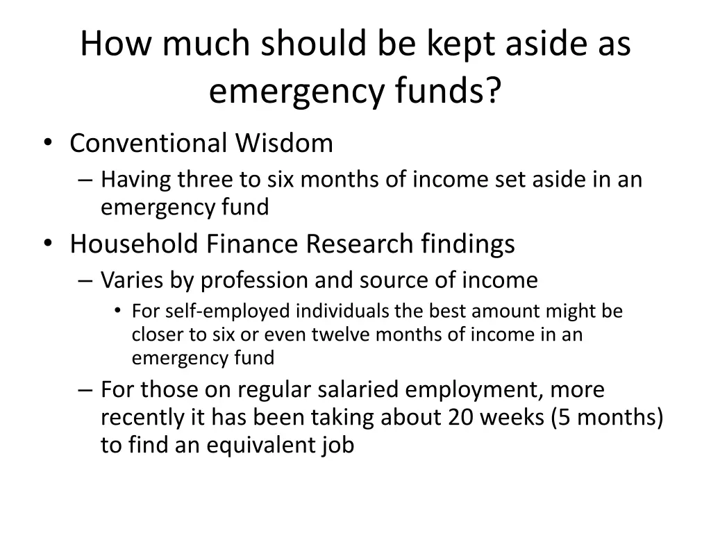 how much should be kept aside as emergency funds