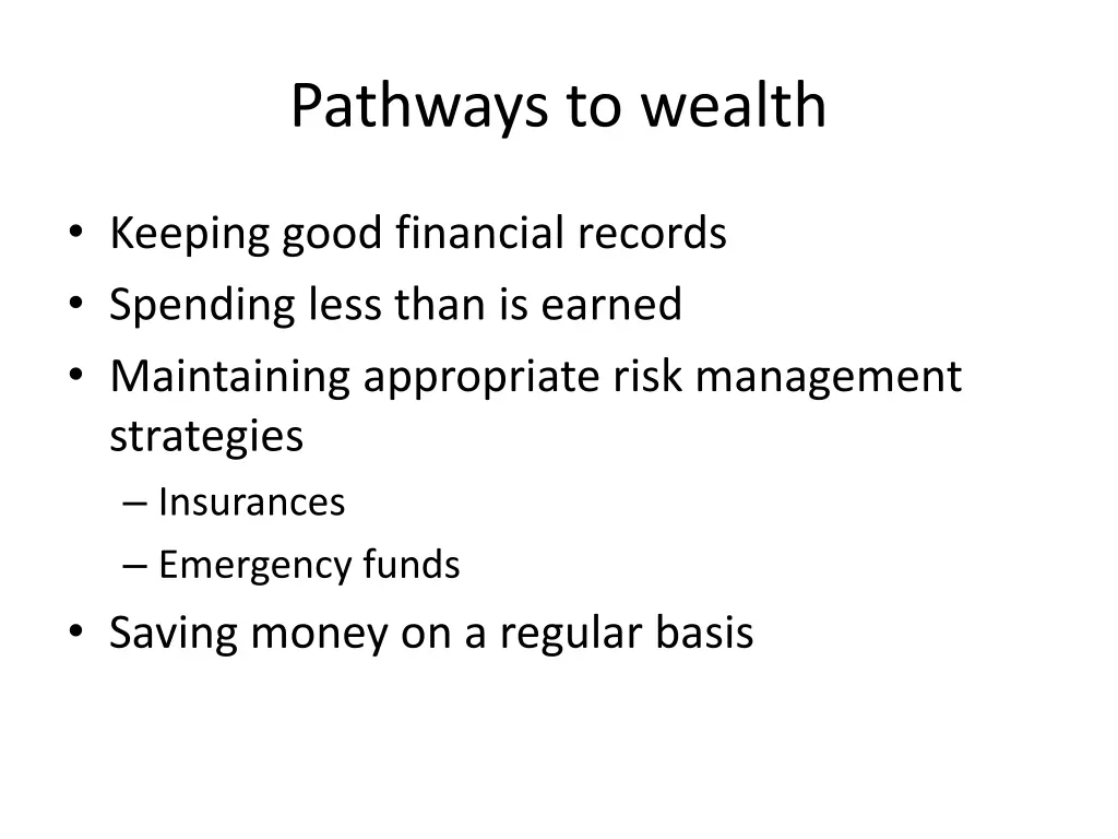 pathways to wealth