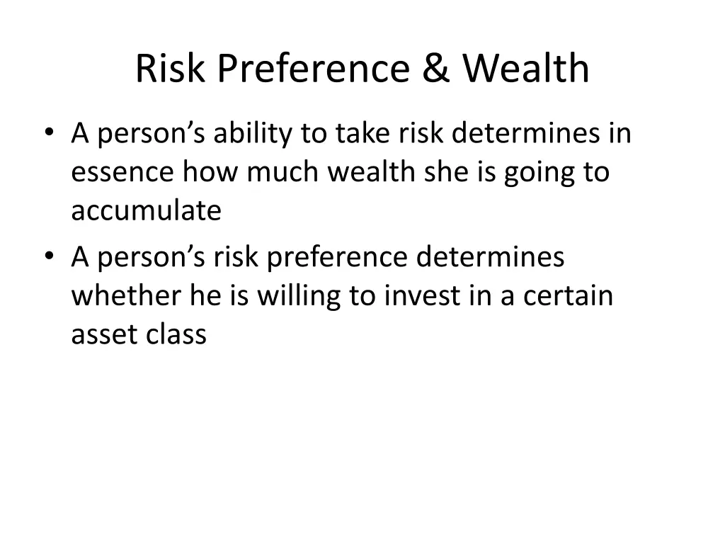 risk preference wealth