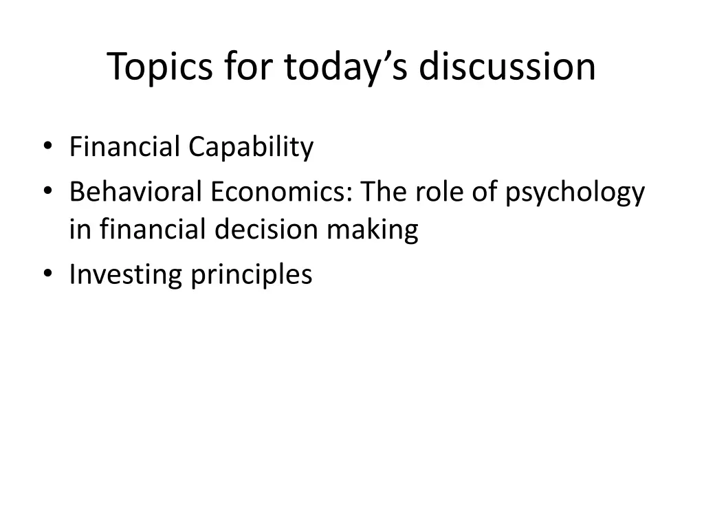 topics for today s discussion