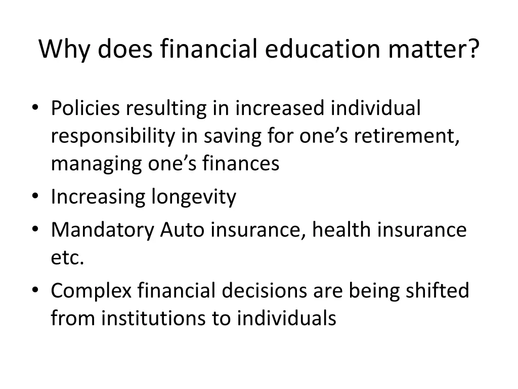 why does financial education matter