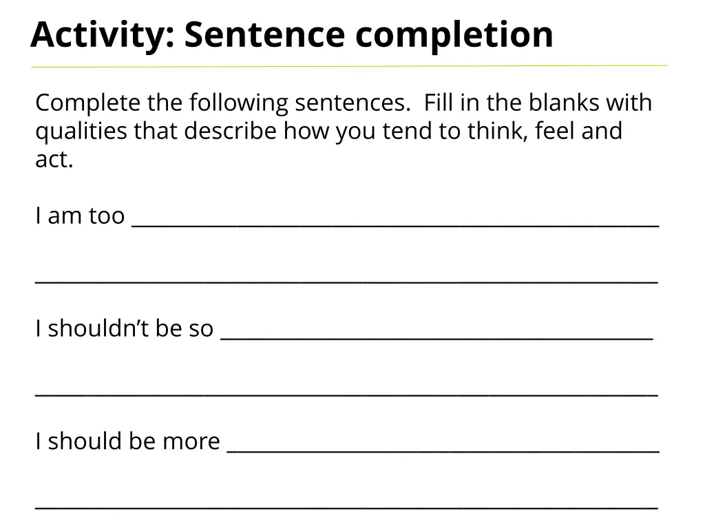 activity sentence completion