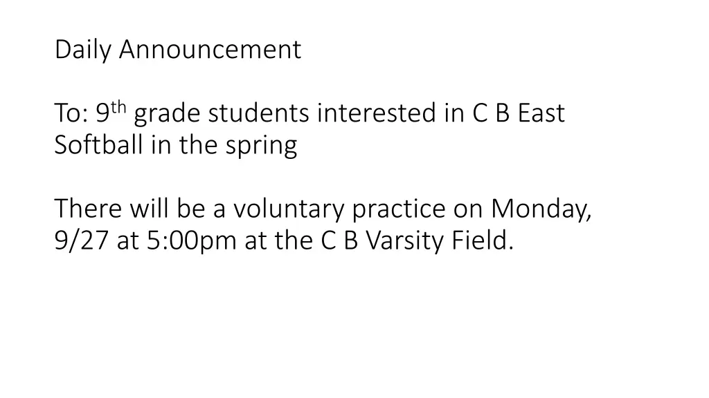 daily announcement
