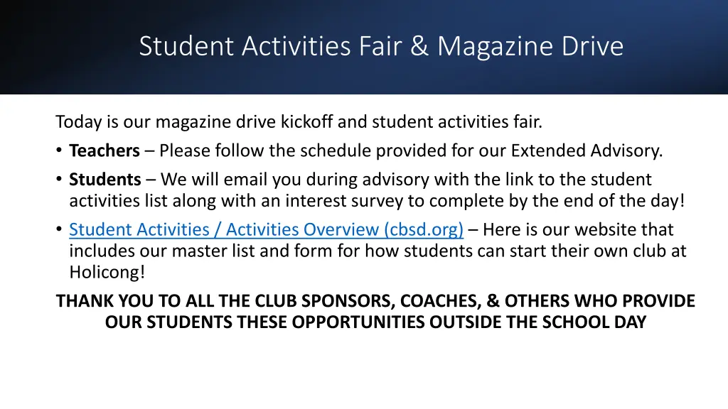 student activities fair magazine drive