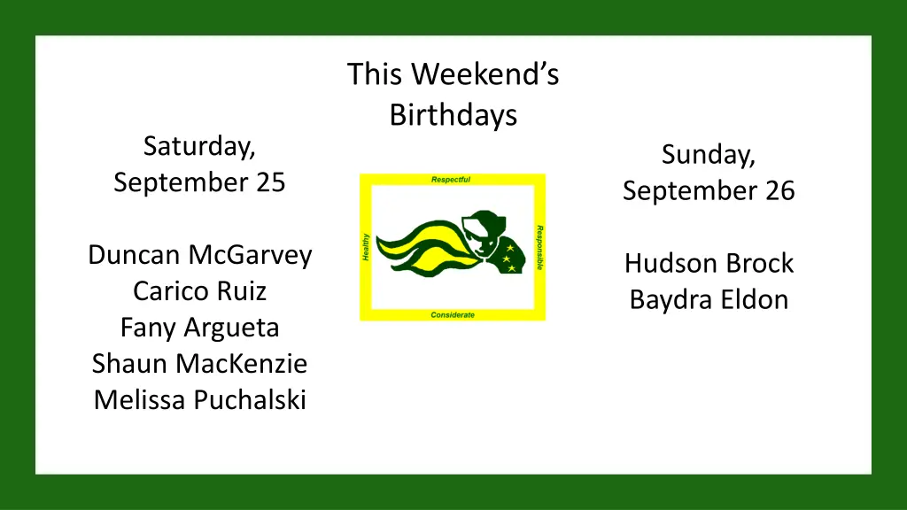 this weekend s birthdays