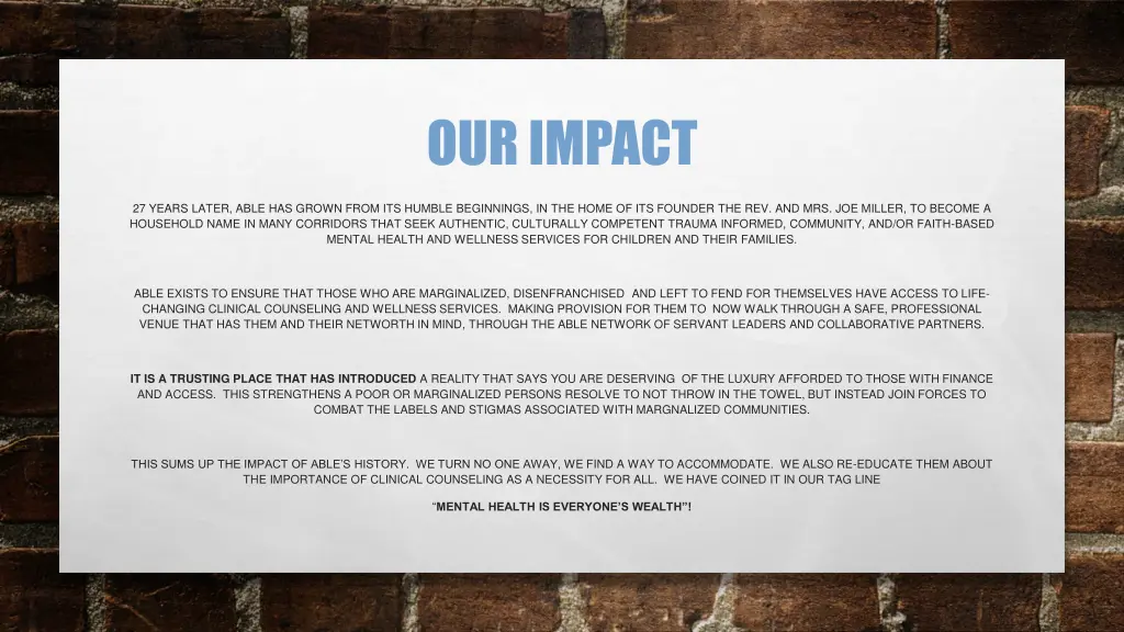 our impact