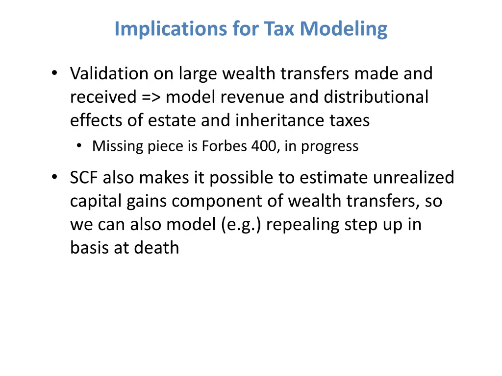 implications for tax modeling