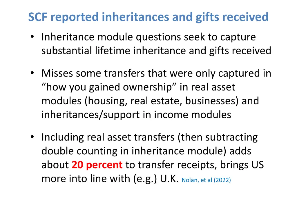 scf reported inheritances and gifts received